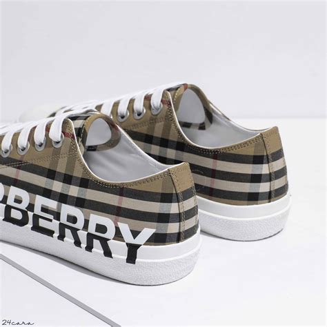 burberry logo print vintage check cotton sneakers